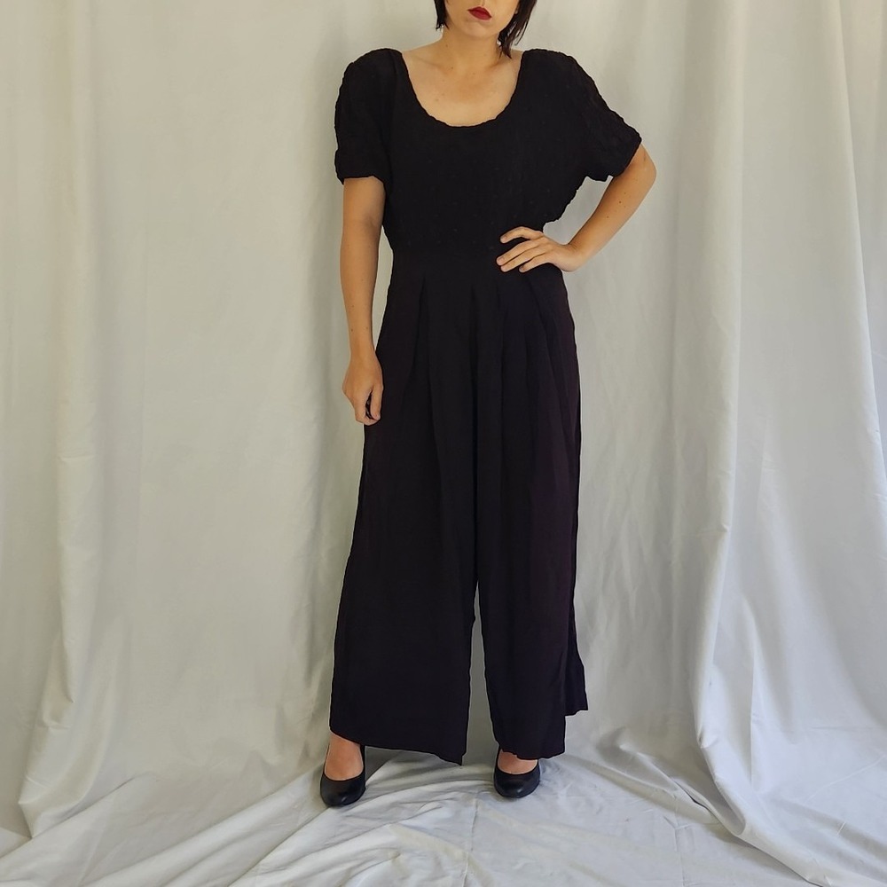 80s‎ Black Rayon Jumpsuit